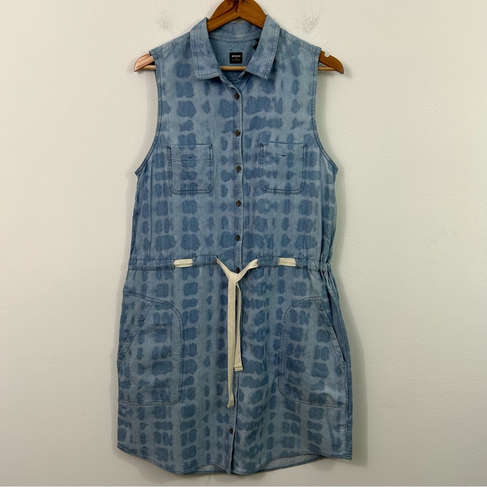 PrAna Sleeveless Blue‎ Tie-Dye Dress Sunrise Peak Size Medium